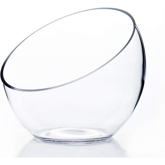 Clear Slant Cut Bowl Glass Vase, Glass Terrarium, Candy Dish, Glassware, Slant Cut, 7" Width, 6" Height (1 Piece)