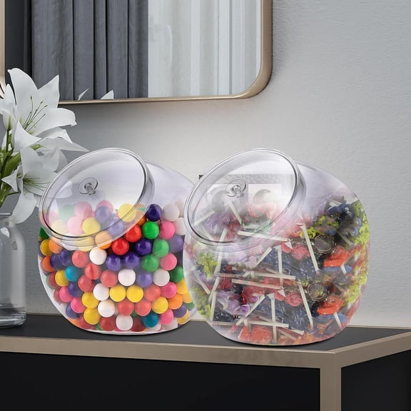 Clear Slanted Plastic Storage Jar with Lid, Wide Mouth Laundry Pods Container, Coffee Pods Holder for Nespresso K Cup, Candy Cookie Jars for Coffee Bar Kitchen Breakroom