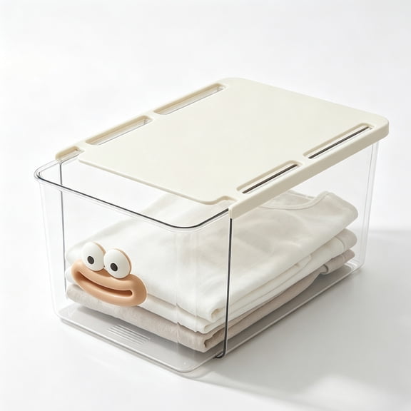 Clear SlideOut Storage Box, Stackable Transparent Plastic Organizer for Desk, Cosmetics, Office & Craft Supplies