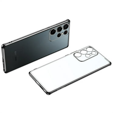 Clear Slim Case for Samsung Galaxy S23 Ultra,Crystal Clear Non-Yellowing Shockproof Protective Plating Case,Black