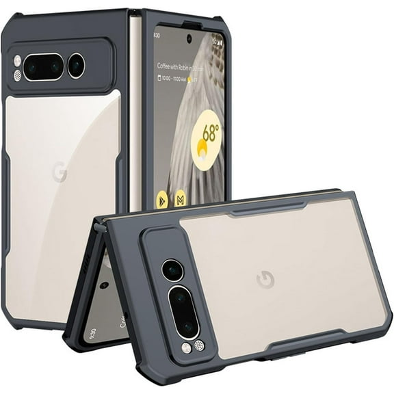 Clear Slim for Google Pixel Fold Case Camera Lens Protector, Hard Back Ultra Thin Non-Yellowing Anti-Fingerprint Anti-Scratch Shockproof Airtag Guard Corners Case