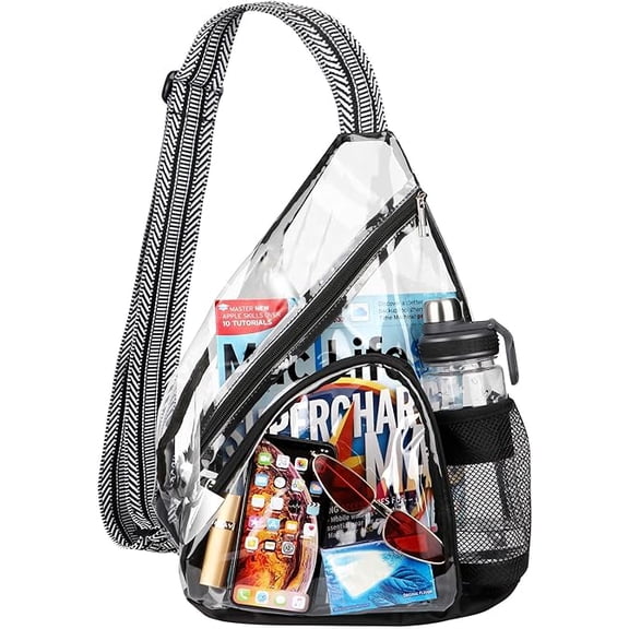 Clear Sling Bag, Clear Bag Stadium Approved, Transparent Shoulder Crossbody Backpack Chest Casual Daypack