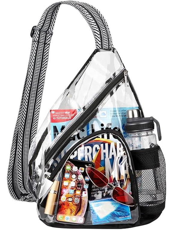 Clear Sling Bag, Clear Bag Stadium Approved, Transparent Shoulder Crossbody Backpack Chest Casual Daypack