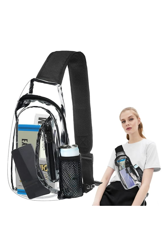 Clear Sling Bag, EEEkit Stadium Approved Chest Backpack for Women Men, Transparent Crossbody Daypack for Hiking Concerts