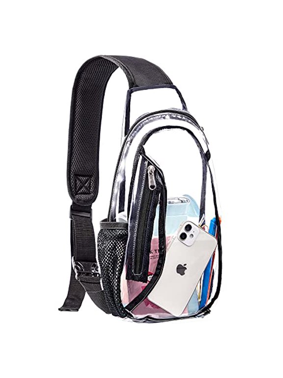 Clear Sling Bag,Stadium Approved PVC Crossbody Backpack,Clear Casual Chest Daypack for Hiking,Stadium or Concerts