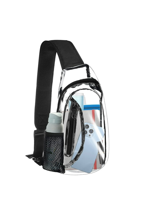 Clear Sling Bag, TSV Stadium Approved Clear PVC Chest Bag with Adjustable Strap, Waterproof Clear Crossbody Daypack