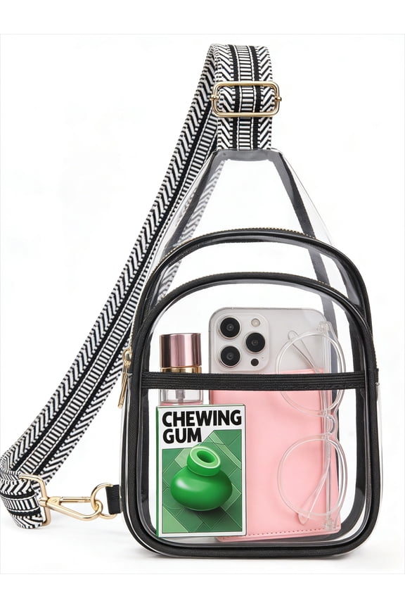 Clear Sling Bag for Stadium Events, Clear Purse for Women, Stadium Approved Crossbody Handbag for Concerts Sports Fan