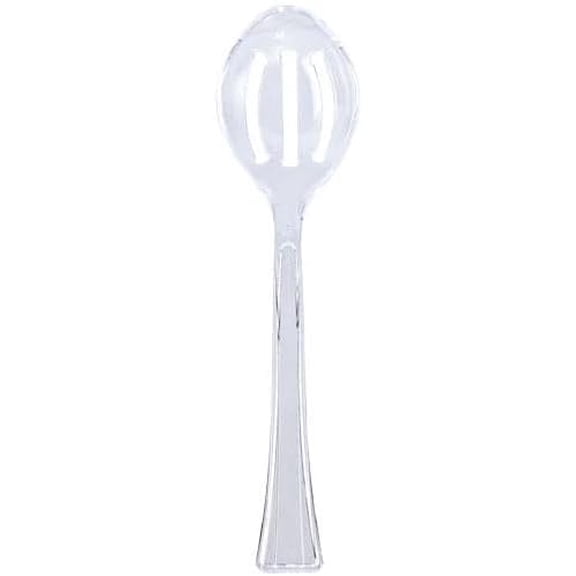 Clear Slotted Plastic Serving Spoon – Durable Disposable Utensil for Buffet, Salads, Catering, Parties, Events, BBQs & Food Service (36)