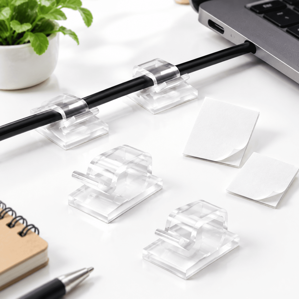 Cable Management Mat Small Clear Small Adhesive Cable Clips Pack of 3, Wire Management Organizer ...