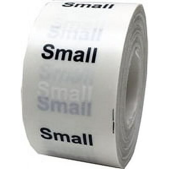 Clear Small Clothing Size Strip Labels | 1.25 x 5" Inch | 125 Per Roll