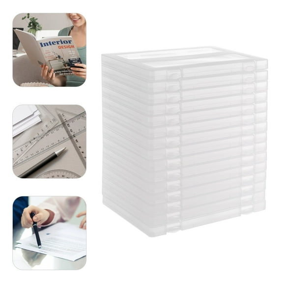 Clear Snap-tight Design File Box, Document Organizer Box,15 Boxes Paper Storage BoxOffice Accessory PP