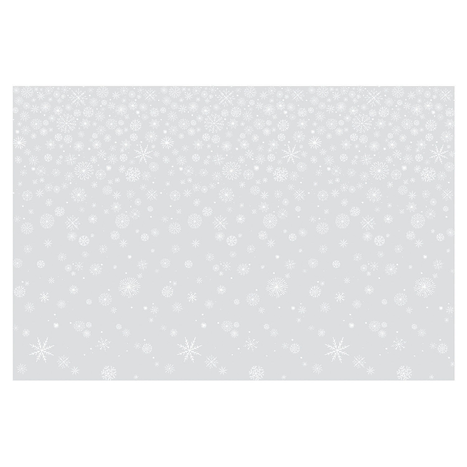 Clear Plastic Snowflake Print Party Backdrop - 9 ft x 6 ft