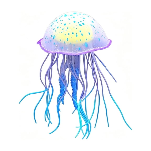 Clear Soft Jellyfish Decoration Suction Cup Sways In Water Aquarium