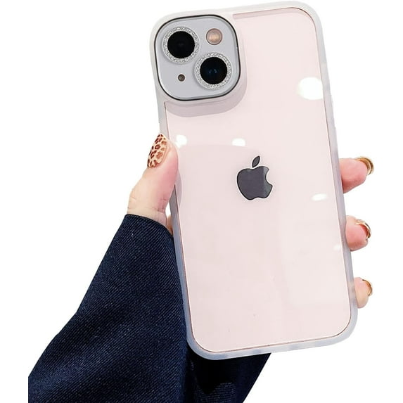 Clear Sparkly Phone Case Compatible iPhone 13 Pro Max Case with Bling Cute Diamond Camera Lens Cover, Soft TPU Shockproof Protective Glitter Case for Girls Women (Frosted Silver)
