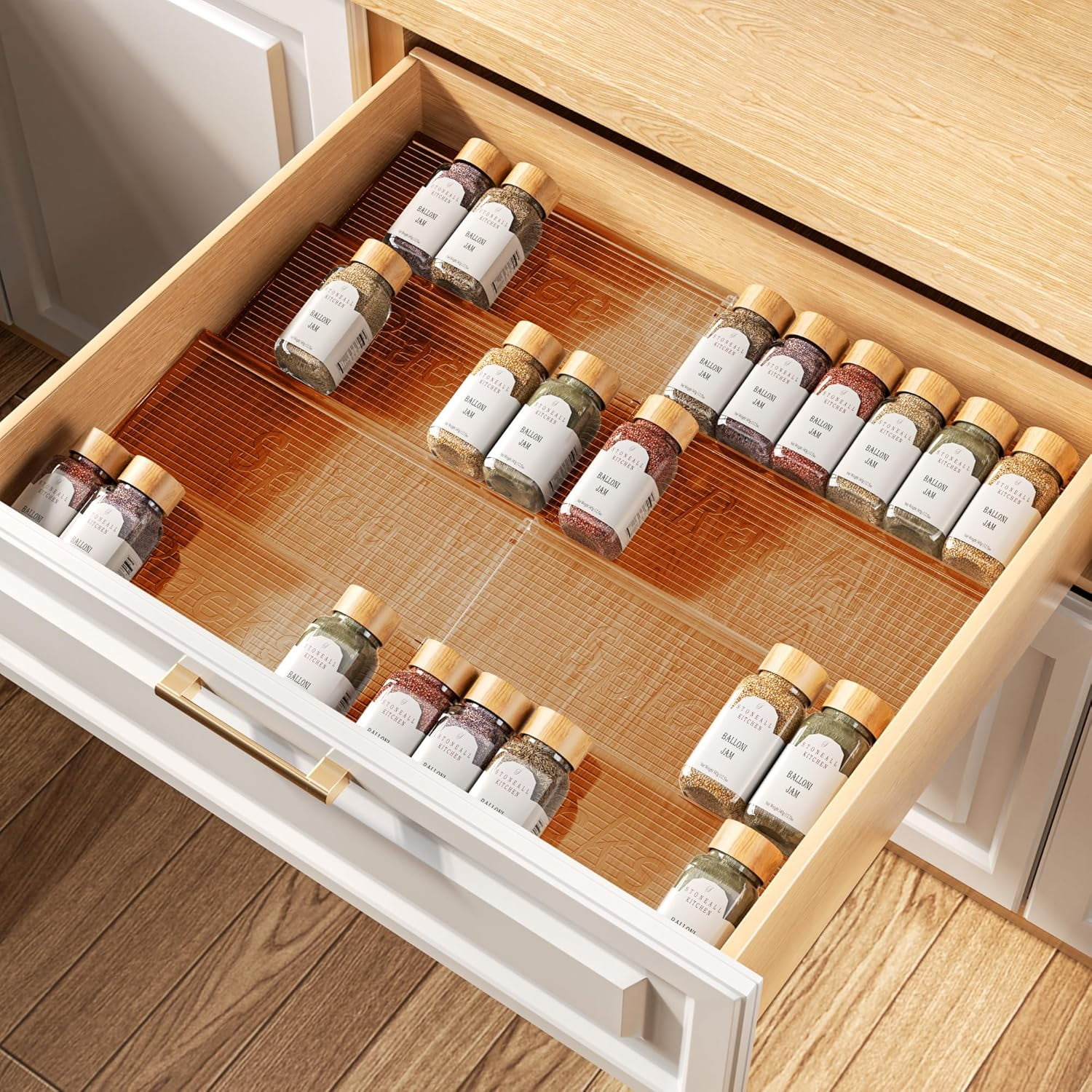 Clear Spice Drawer Organizer, 4 Tier- 2 Set (4 Packs) Spice Rack for ...