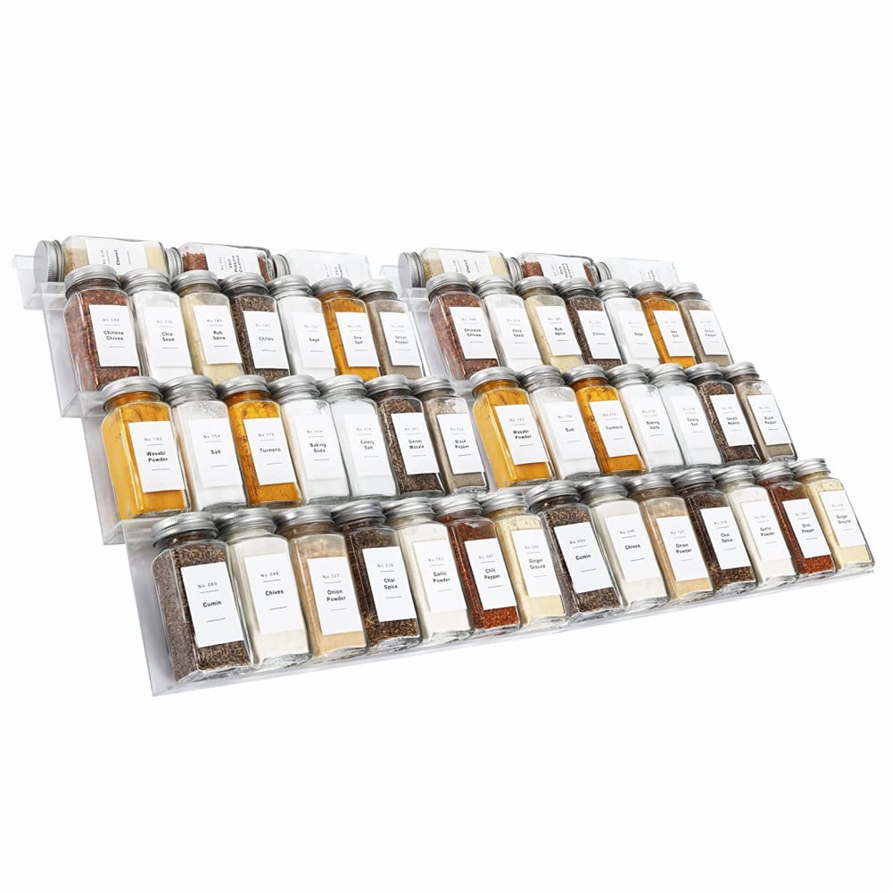 NIUBEE Spice Drawer Organizer, 4Tier Clear Acrylic Expandable From