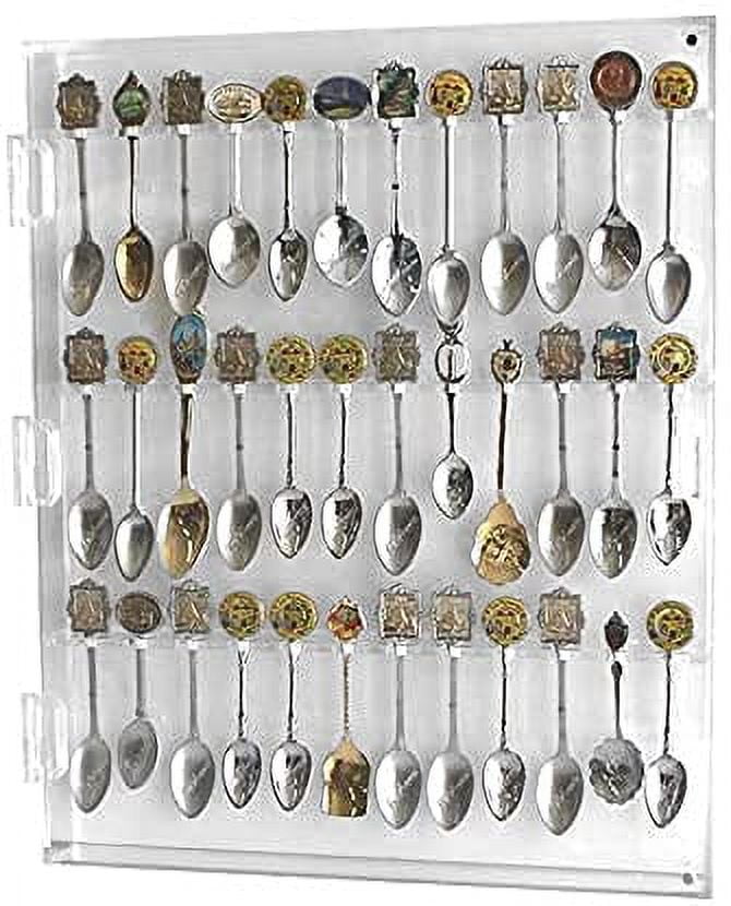 Clear Spoon Display Case Rack to Hold 36 Souvenir or Tea Spoons W Mount