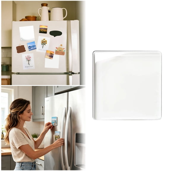 Clear Square Blank Acrylic Fridge Magnet Blanks, Transparent DIY Photo Magnet Making Kit with Self-Adhesive Magnets for Custom Picture Refrigerator Craft Decor 2x2 Inch