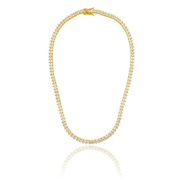 Clear Square CZ Stones Tennis Necklace (F238)