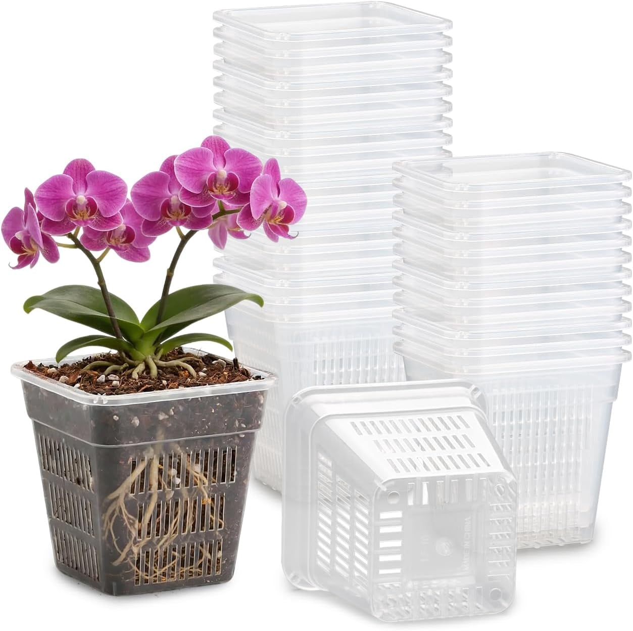 Pot Making Transparent Clear Square Nursery Pots, 30 Packs 4 Inch Clear Hydroponics Growing ...