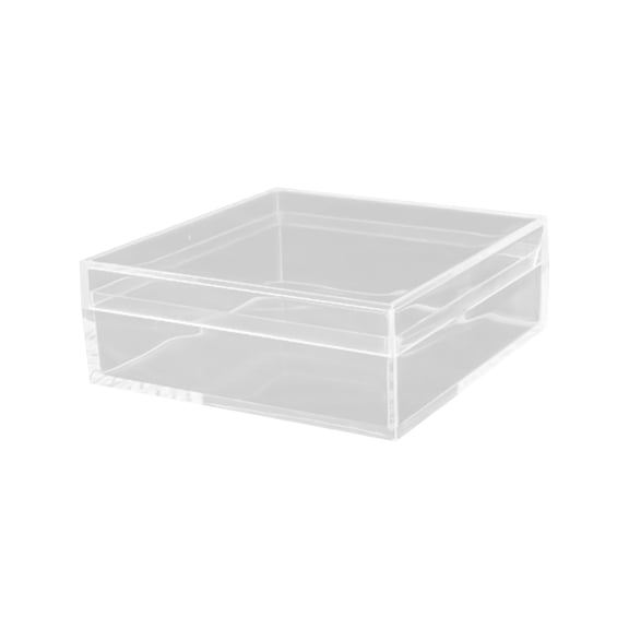 Clear Square Plastic Acrylic Storage Box, 4.33 x 4.33 x 1.57 Inch Small Display Organizer Case