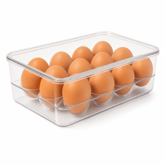 Dependable Industries Inc. Essentilas Clear Stackable 12-Egg Holder Refrigerator Bin
