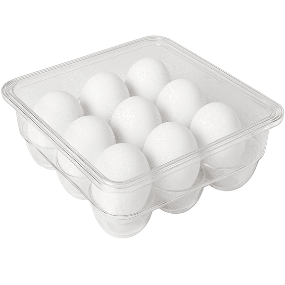 Clear Stackable 12-Egg Holder with Lid Plastic Refrigerator Storage Bin