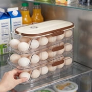 Clear Stackable 3 Tier Automatic Rolling Egg Dispenser with Handle   Space-Saving Egg Storage for Fridge, Countertop, or Pantry, First-In-First-Out Design