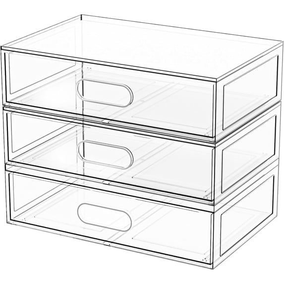 Clear Stackable Makeup Organizer with Drawer, 12''W Storage Drawers ...