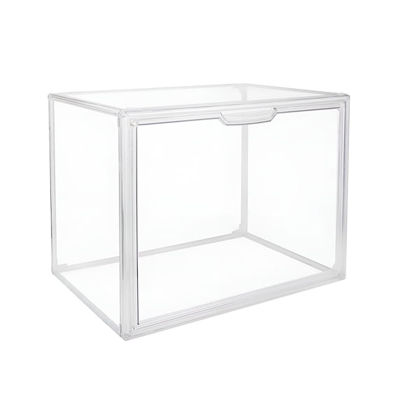 Clear Stackable Plastic Storage Bins with Lid, Large Figures Collectibles Showcase, Dustproof Book & Cosmetic Display Cases, Shoe Box, Protection Organizer for Home