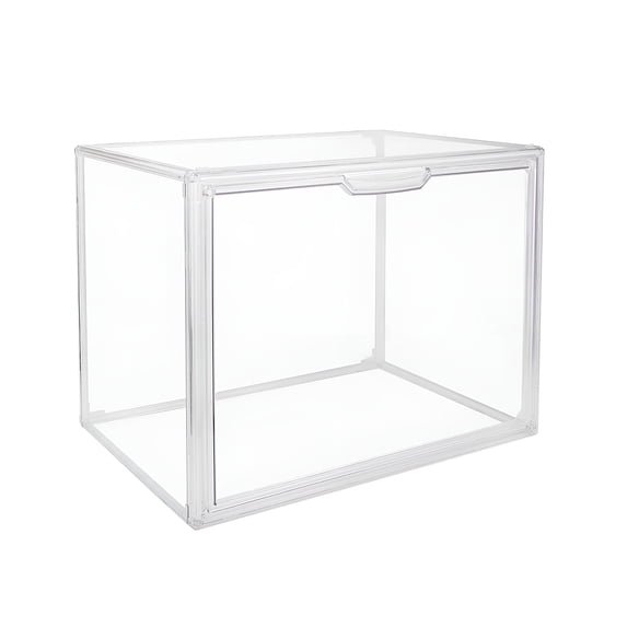 Clear Stackable Plastic Storage Bins with Lid, Large Figures Collectibles Showcase, Dustproof Book & Cosmetic Display Cases, Shoe Box, Protection Organizer for Home