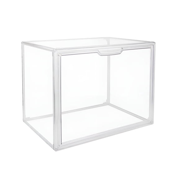 Clear Stackable Plastic Storage Bins with Lid, Large Figures Collectibles Showcase, Dustproof Book & Cosmetic Display Cases, Shoe Box, Protection Organizer for Home