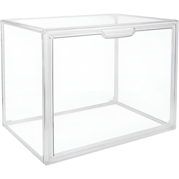 Clear Stackable Plastic Storage Bins with Magnetic Lid, Dustproof Book & Cosmetic Display Cases, Large Figures Collectibles Showcase, Shoe Box, Protection Organizer (L, Count, 3)