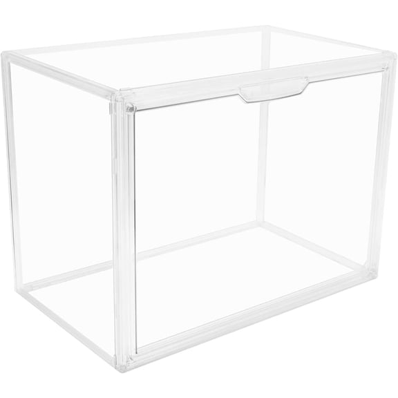Clear Stackable Plastic Storage Bins with Magnetic Lid, Dustproof Book & Cosmetic Display Cases, Large Figures Collectibles Showcase, Shoe Box, Protection Organizer (Transparent, L-1 Pack)