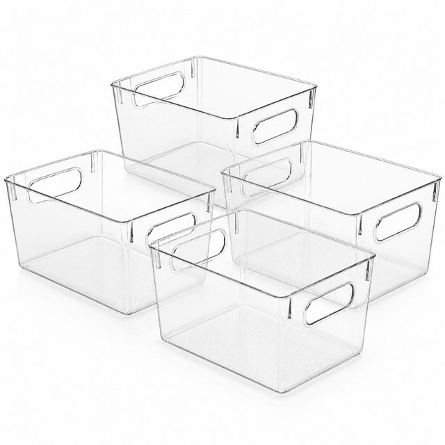 4Pack Clear Stackable Plastic Storage Bins, Pantry and Fridge ...