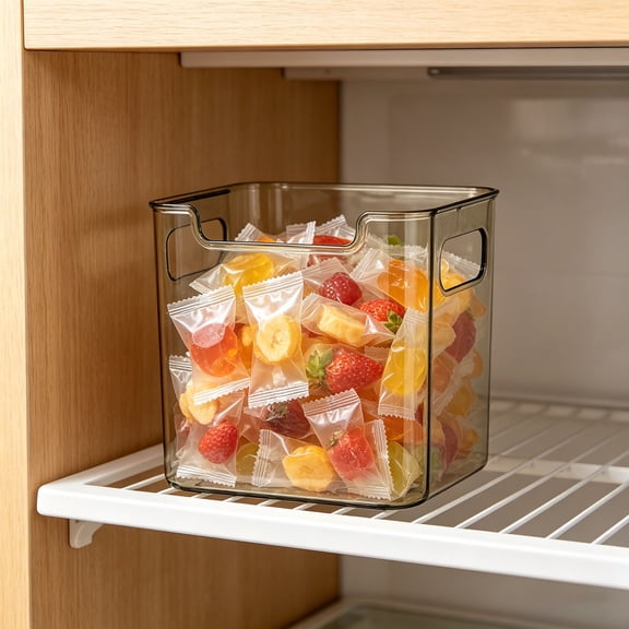 Clear Stackable Storage Bins, Versatile Refrigerator & Freezer Organizers with Handles for Food Storage