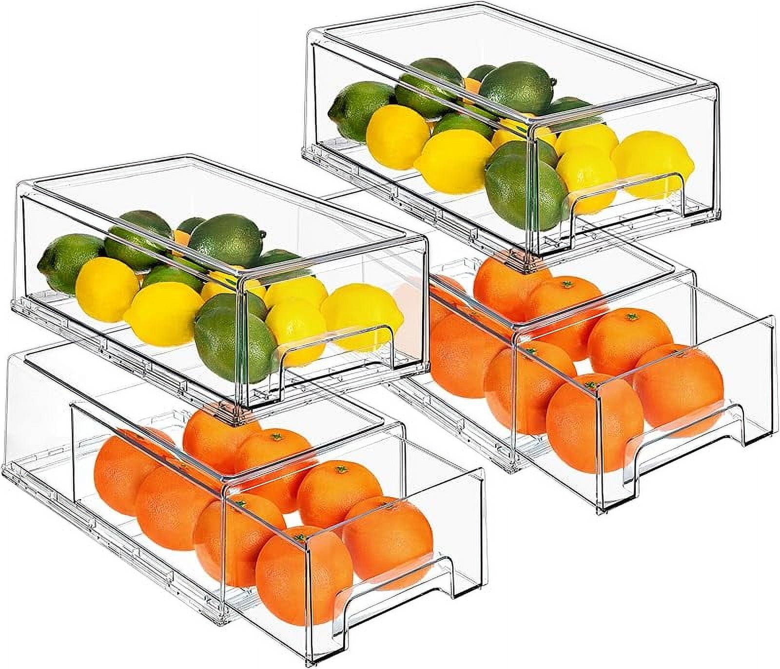 Clear Stackable Pull Out Refrigerator Organizer Bins - Food Storage ...