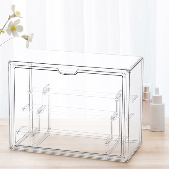 Clear Stackable Storage Bins, Acrylic Display Case for Collectibles, Large Bag Storage Organizer with Lid for Purses, Doll Display Cabinet for Home, Closet, and Entryway Organization