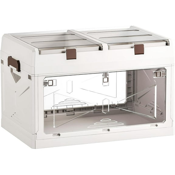 Stackable Storage Bins with Magnetic Front Panels Foldable Plastic Containers Organizer Box