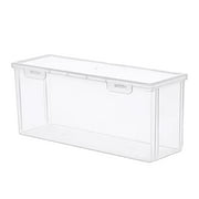 Clear Stackable Storage Bins with Lids,Plastic Transparent Storage Box,Multi Functional Containers for Pantry Organizer & Storage,Perfect for Cabinet,Kitchen,Fridge & Closet11.8x4.1x5.1"Clear