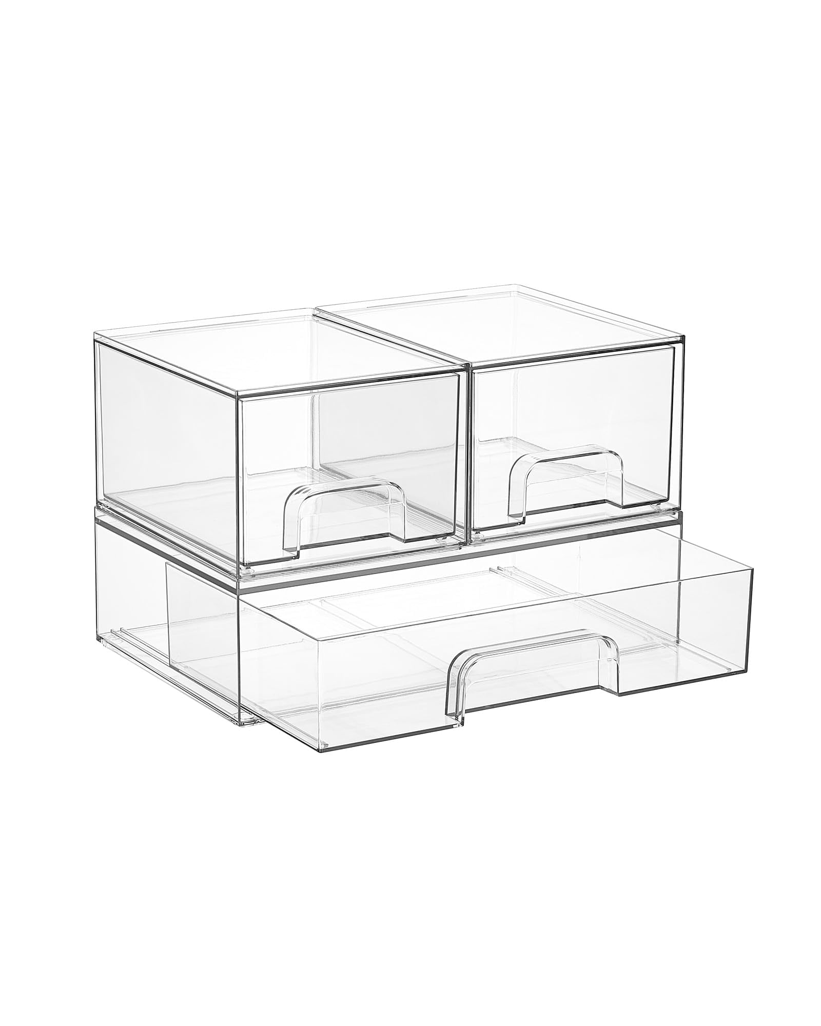 Clear Stackable Storage Drawers Set of 5, Plastic Organizer Bins ...