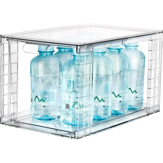 Clear Stackable Storage Drawers – XL Handle Design – Easy Assembly for Kitchen, Pantry & Closet Organization