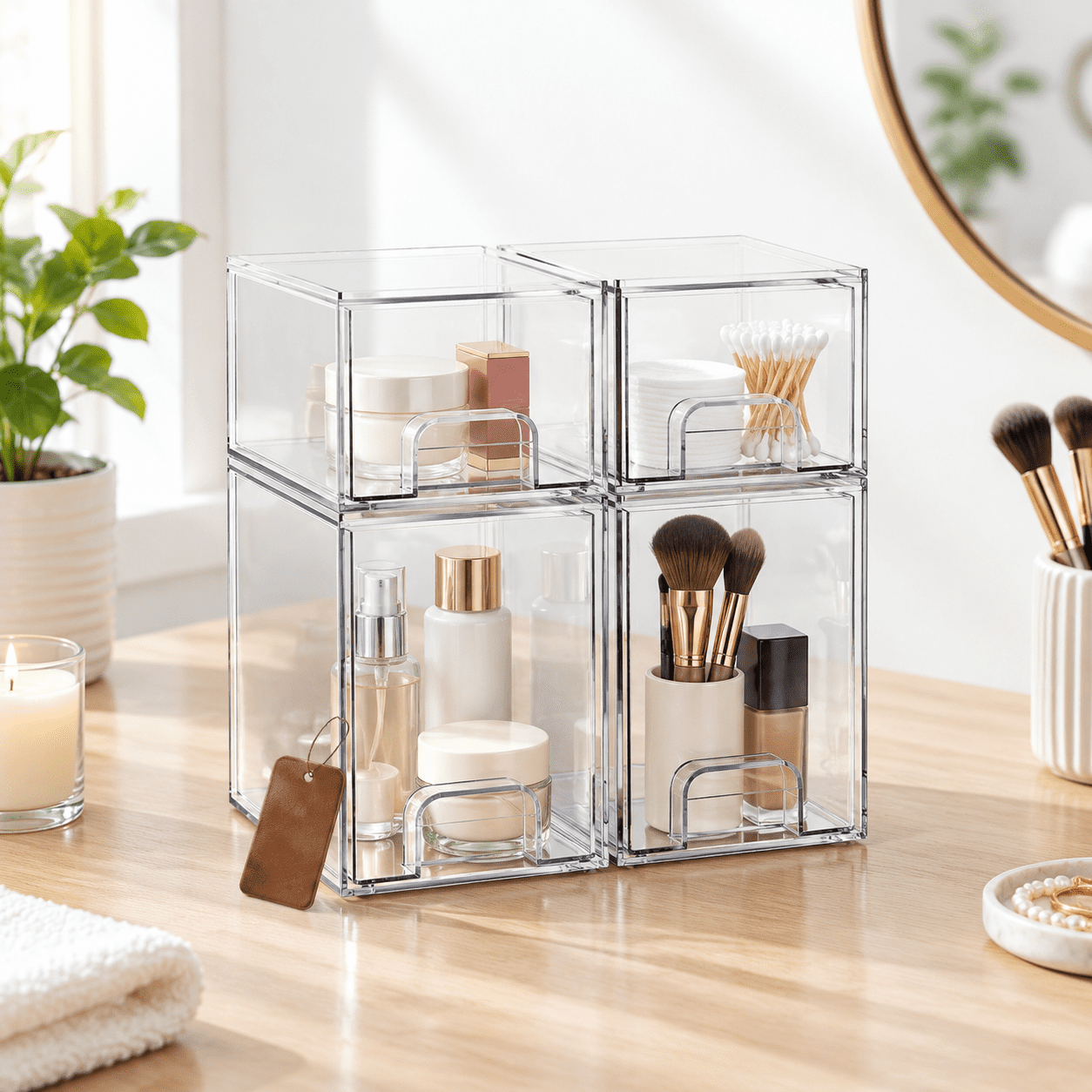 Clear Stackable Stordrawers Bottle Organizer Easily-access Makeup ...