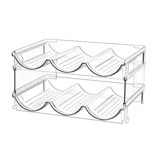 Clear Stackable Wine Rack, 3 Compartment Water Bottle Organizer for Cabinet, Detachable Bottle Storage Holder, See Through Beverage Rack for Pantry, Countertop, Fridge, and Home Bar Organization