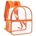 thumbnail image 1 of Clear Stadium Approved Backpack 12x12x6 Inches, PVC Transparent Bookbag With Reinforced Wide Padded Shoulder Straps, Lightweight See Through Daypack For Concerts Festivals And Work, Orange (Orange), 1 of 8