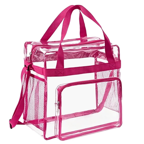 Clear Stadium Approved Tote Bag, Transparent Lunch Bag with Storage Compartment for Work, Sports & Events