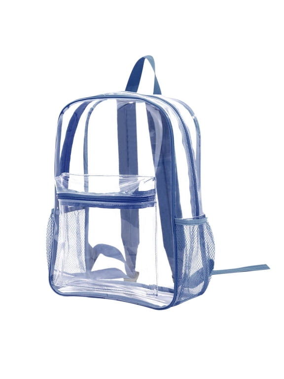 Clear Stadium Backpack | 11" x 15" x 5.1" Transparent Plastic Bag | Approved for Concerts & Sports Events | 4-Pocket Design | Water-Resistant Vinyl | Easy-Clean Surface | Unisex for Adults & Teens