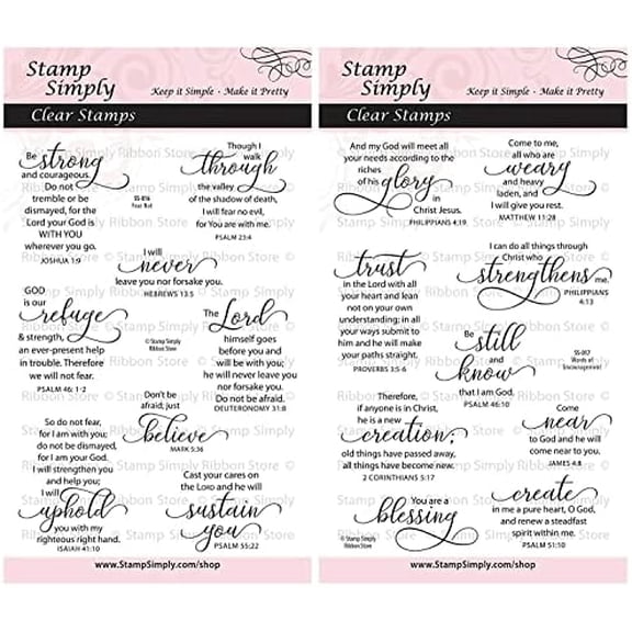 Clear Stamps Fear Not and Words of Encouragement Christian Religious (2-Pack) 4x6 Inch Sheets - 17 Pieces$$Art & Craft