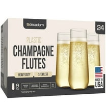 Clear Stemless Champagne Flutes Plastic 24 Pack - 9oz Plastic Champagne Glasses - Plastic Champagne Cups - Durable And Sturdy Mimosa Glasses For Parties - Shatterproof, Smooth Rims.