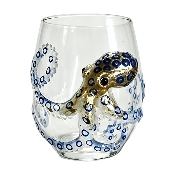 Clear Stemless Spirits Glass, Coastal Inspired Serving Cup, Tabletop Display, Single Drinkware for Chilled Refreshments